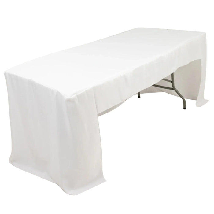 8 ft Open Back Fitted Polyester Rectangle Tablecloth TAB_FIT8_OPN_WHT