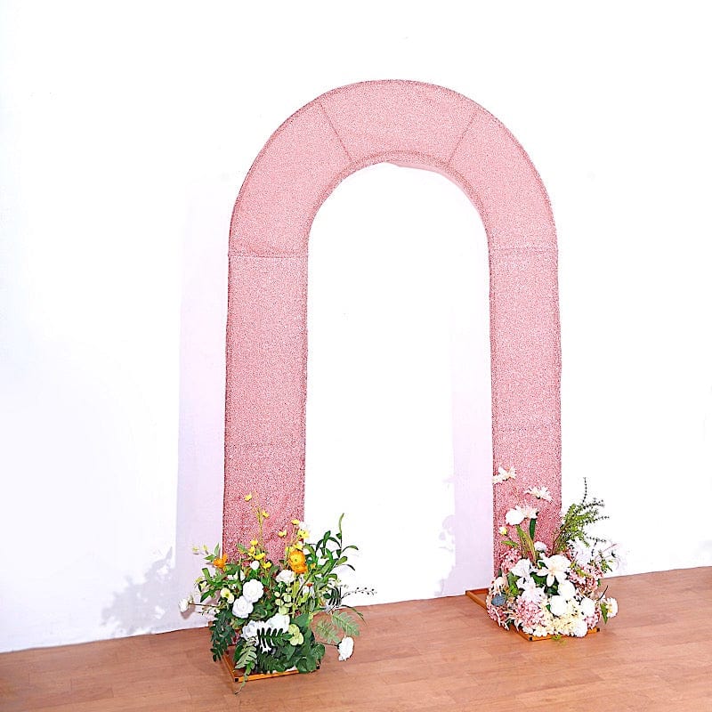 8 ft Spandex Fitted Open Arch Backdrop Cover with Shimmer Tinsel Finish