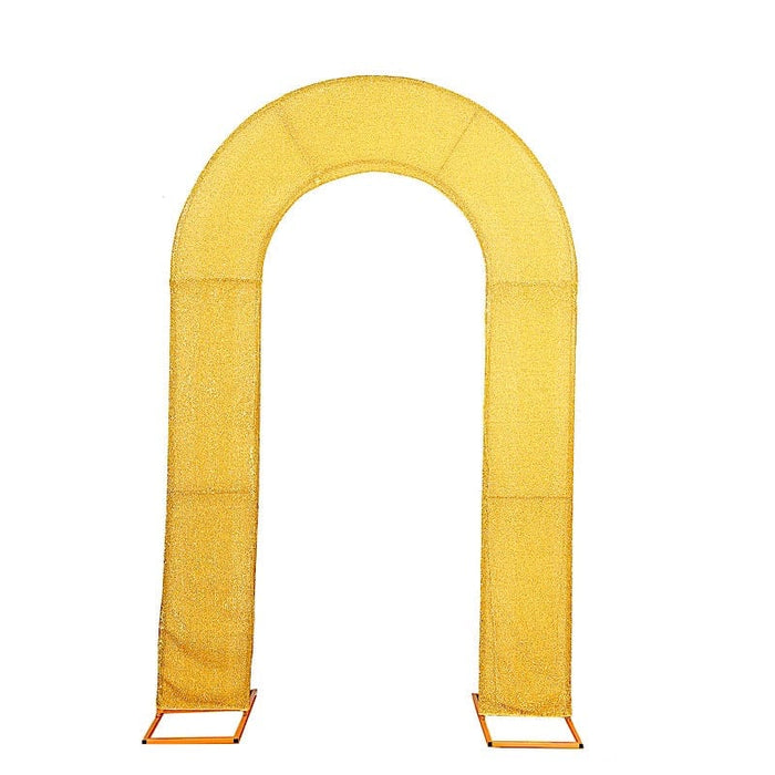 8 ft Spandex Fitted Open Arch Backdrop Cover with Shimmer Tinsel Finish IRON_STND18_23_L_GOLD