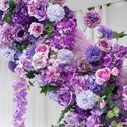 8 ft Wedding Arch with Roses, Hydrangeas and  Chrysanthemums Silk Floral Half Crescent