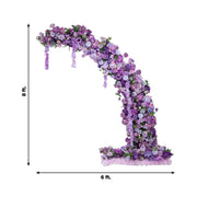 8 ft Wedding Arch with Roses, Hydrangeas and  Chrysanthemums Silk Floral Half Crescent