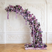 8 ft Wedding Arch with Roses, Hydrangeas and  Chrysanthemums Silk Floral Half Crescent