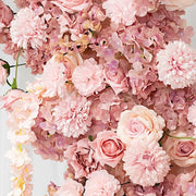 8 ft Wedding Arch with Roses, Hydrangeas and  Chrysanthemums Silk Floral Half Crescent