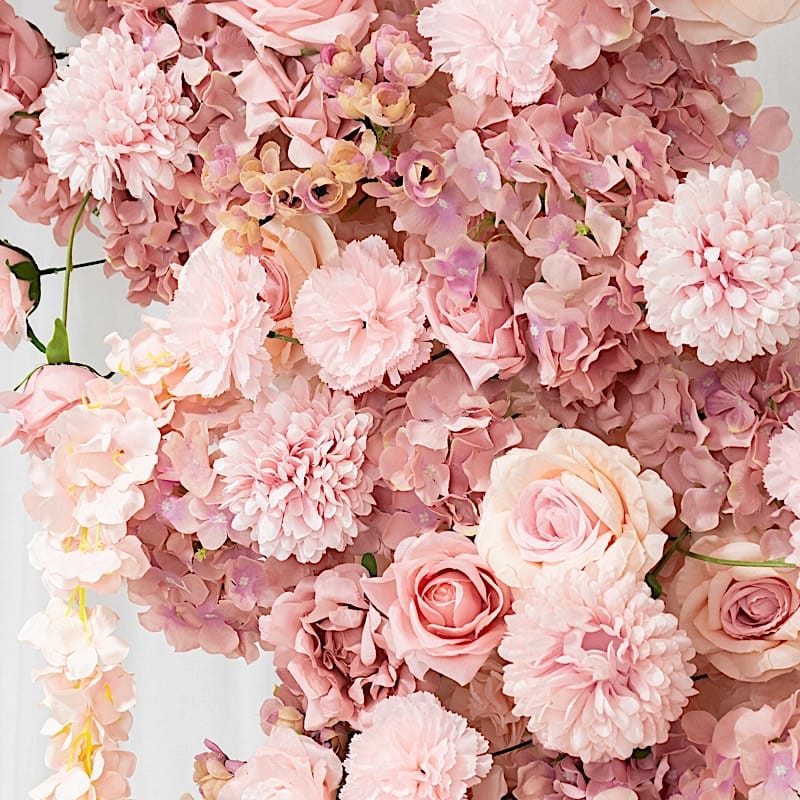 8 ft Wedding Arch with Roses, Hydrangeas and  Chrysanthemums Silk Floral Half Crescent