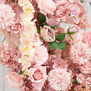 8 ft Wedding Arch with Roses, Hydrangeas and  Chrysanthemums Silk Floral Half Crescent
