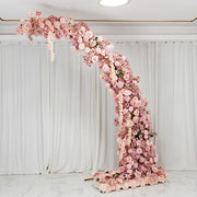 8 ft Wedding Arch with Roses, Hydrangeas and  Chrysanthemums Silk Floral Half Crescent