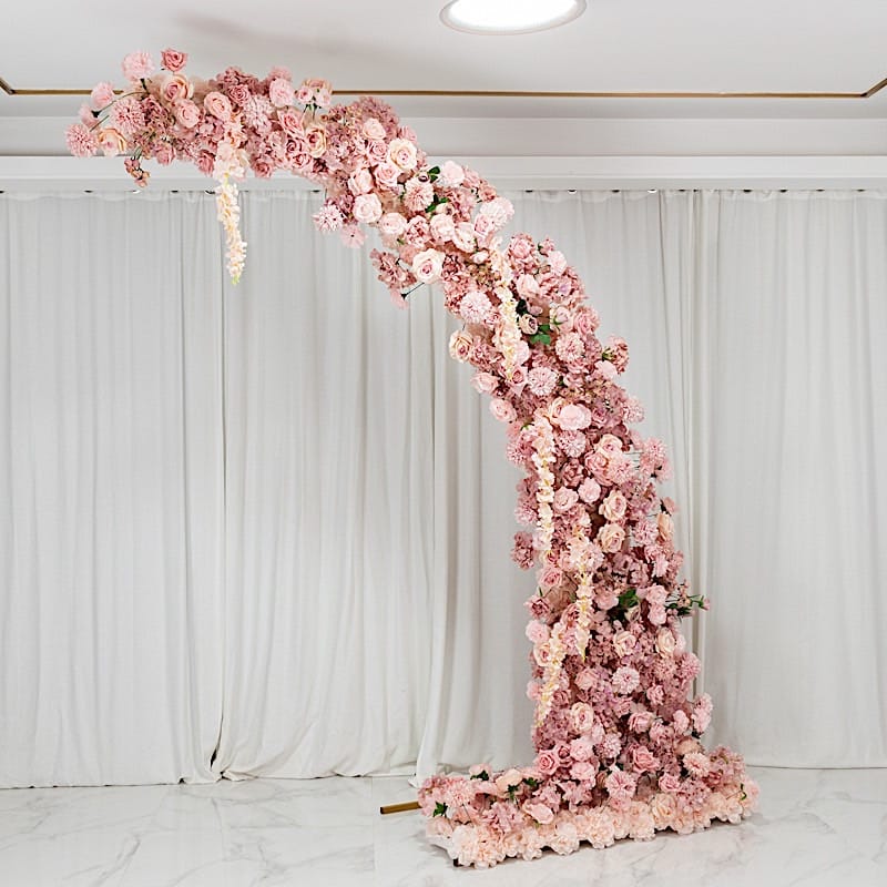8 ft Wedding Arch with Roses, Hydrangeas and  Chrysanthemums Silk Floral Half Crescent