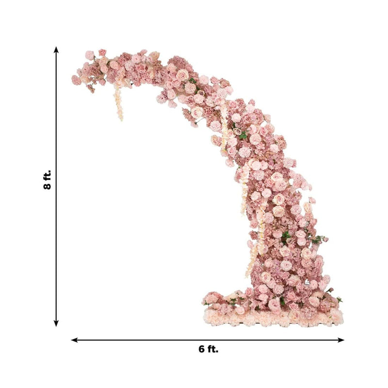 8 ft Wedding Arch with Roses, Hydrangeas and  Chrysanthemums Silk Floral Half Crescent