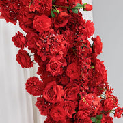 8 ft Wedding Arch with Roses, Hydrangeas and  Chrysanthemums Silk Floral Half Crescent