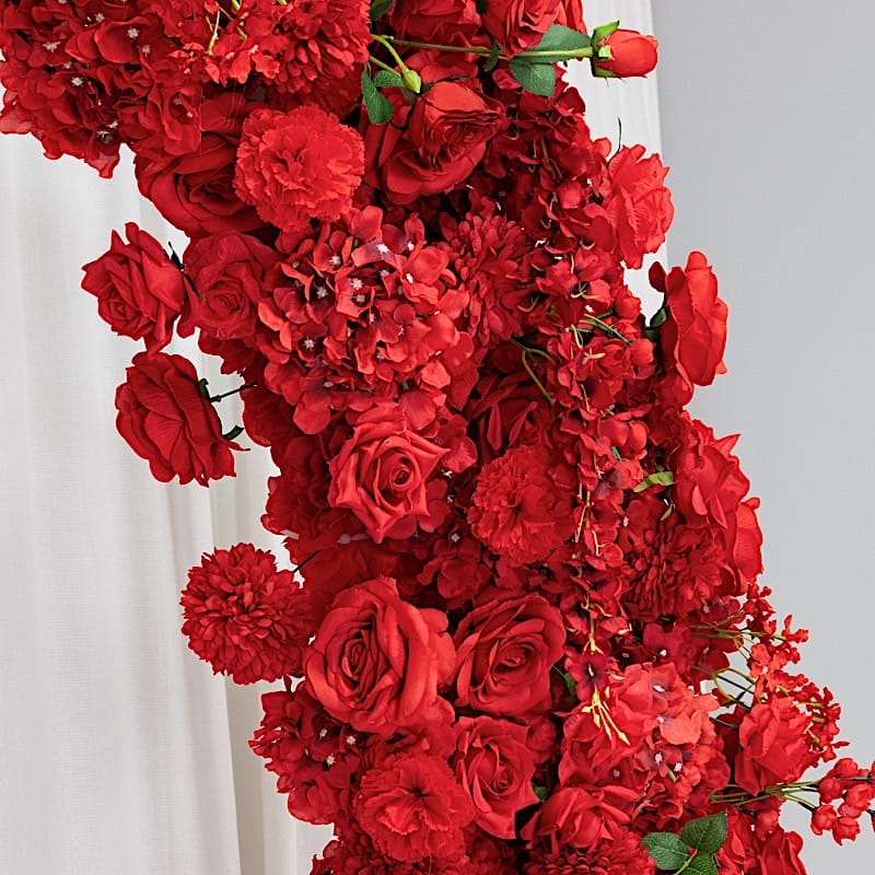 8 ft Wedding Arch with Roses, Hydrangeas and  Chrysanthemums Silk Floral Half Crescent