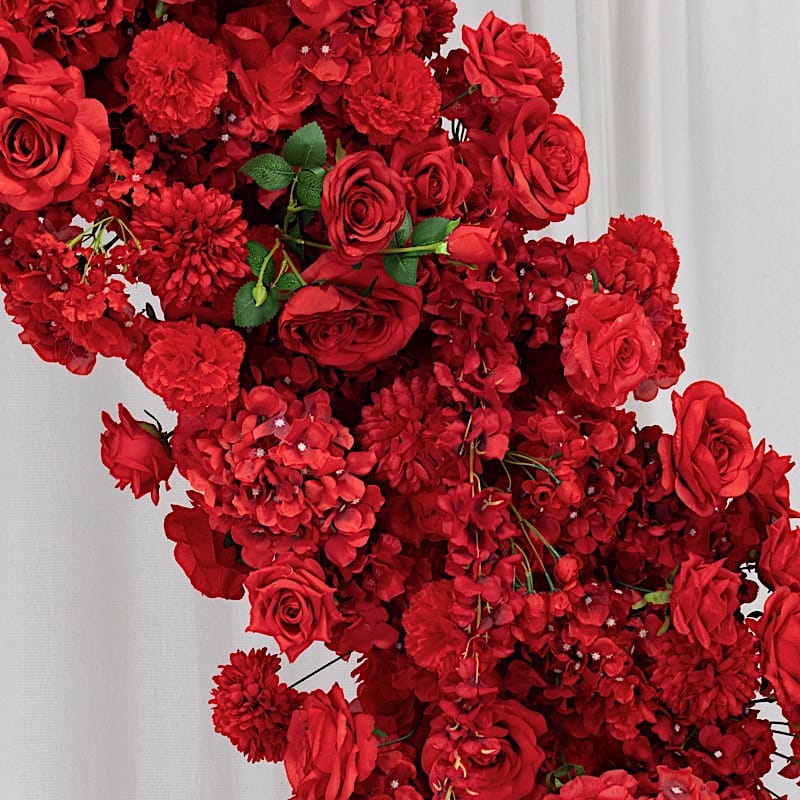 8 ft Wedding Arch with Roses, Hydrangeas and  Chrysanthemums Silk Floral Half Crescent