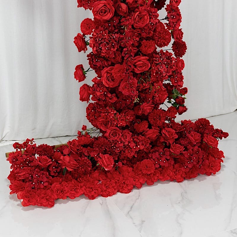 8 ft Wedding Arch with Roses, Hydrangeas and  Chrysanthemums Silk Floral Half Crescent