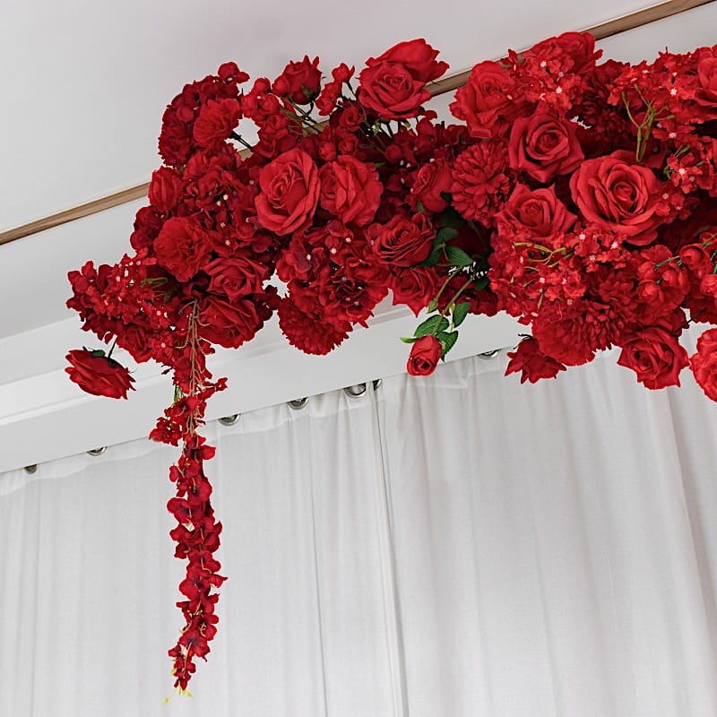 8 ft Wedding Arch with Roses, Hydrangeas and  Chrysanthemums Silk Floral Half Crescent