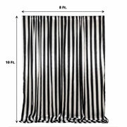 8 ft x 10 ft Striped Satin Backdrop Curtain Panel - Black and White BKDP_15_8X10_WHBK