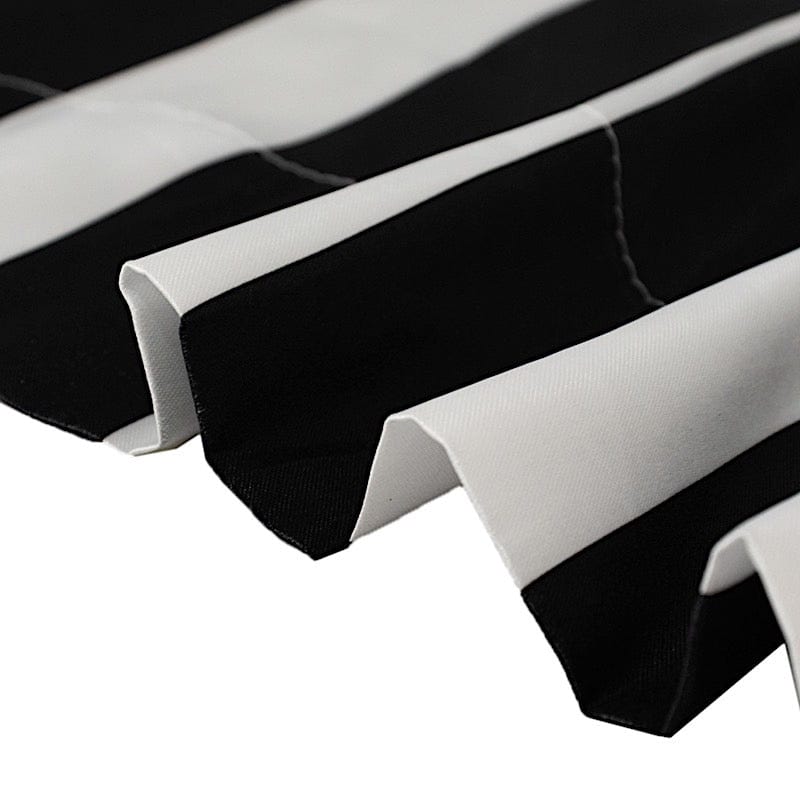 8 ft x 10 ft Striped Satin Backdrop Curtain Panel - Black and White BKDP_15_8X10_WHBK