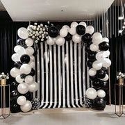 8 ft x 10 ft Striped Satin Backdrop Curtain Panel - Black and White BKDP_15_8X10_WHBK