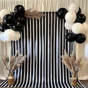 8 ft x 10 ft Striped Satin Backdrop Curtain Panel - Black and White BKDP_15_8X10_WHBK