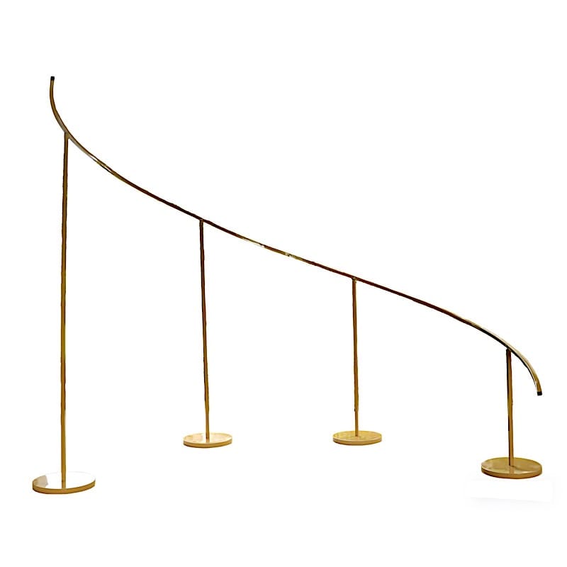 8 ft x 12 ft Curved Wave Wedding Arch Backdrop Stand - Gold BKDP_STND_WAVE1_L_GOLD