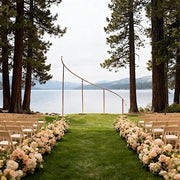 8 ft x 12 ft Curved Wave Wedding Arch Backdrop Stand - Gold BKDP_STND_WAVE1_L_GOLD