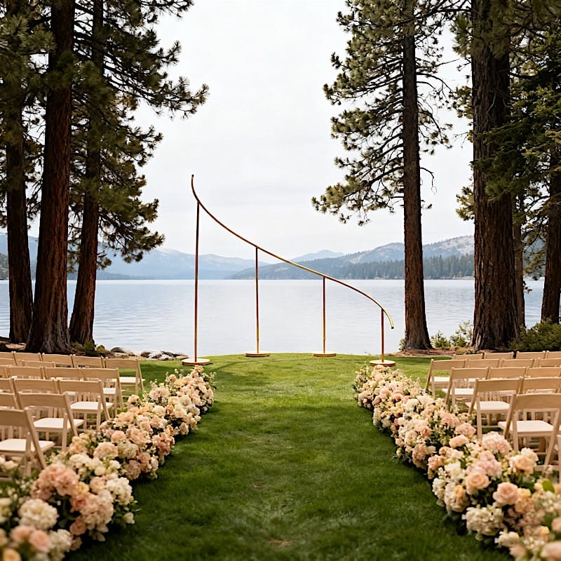 8 ft x 12 ft Curved Wave Wedding Arch Backdrop Stand - Gold BKDP_STND_WAVE1_L_GOLD