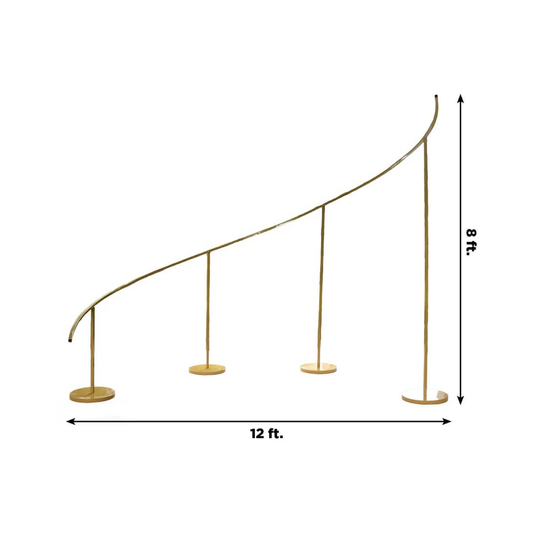 8 ft x 12 ft Right Side Curved Wave Wedding Arch Backdrop Stand - Gold BKDP_STND_WAVE1_R_GOLD