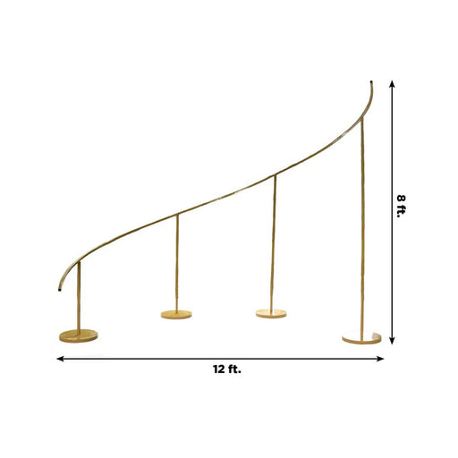 8 ft x 12 ft Right Side Curved Wave Wedding Arch Backdrop Stand - Gold BKDP_STND_WAVE1_R_GOLD