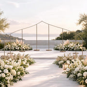 8 ft x 12 ft Right Side Curved Wave Wedding Arch Backdrop Stand - Gold BKDP_STND_WAVE1_R_GOLD