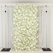 8 ft x 4 ft Roll Up Silk Roses and Baby's Breath Artificial Flower Wall Backdrop