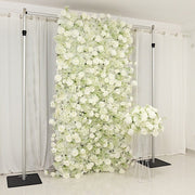 8 ft x 4 ft Roll Up Silk Roses and Baby's Breath Artificial Flower Wall Backdrop