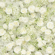 8 ft x 4 ft Roll Up Silk Roses and Baby's Breath Artificial Flower Wall Backdrop