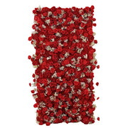 8 ft x 4 ft Roll Up Silk Roses and Baby's Breath Artificial Flower Wall Backdrop ARTI_BKDP_ARCH_RS03_4X8_RED