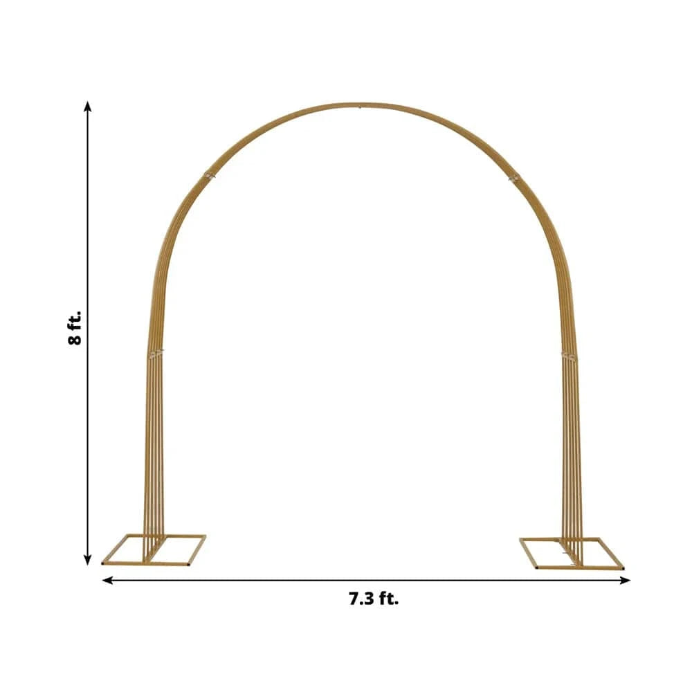 8 ft x 7.3 ft Heavy-Duty Backdrop Stand Metal Wedding Arch - Gold BKDP_STND_DOME1_7_GOLD
