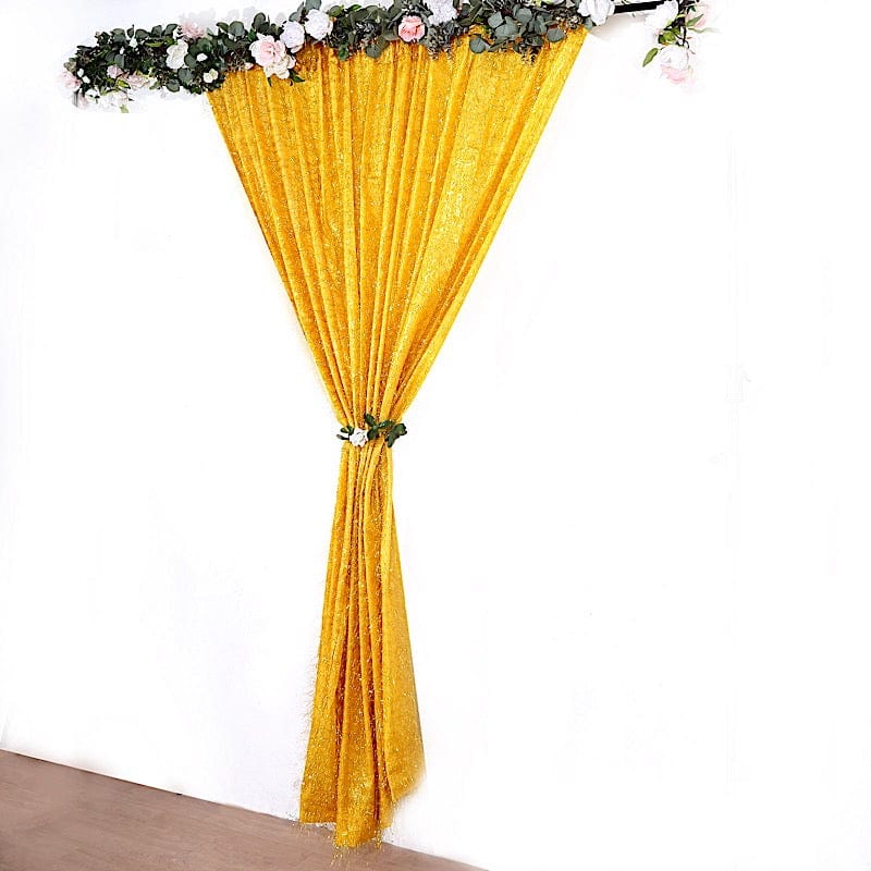 8 ft x 8 ft Metallic Fringe Shag Photo Backdrop Divider Curtain