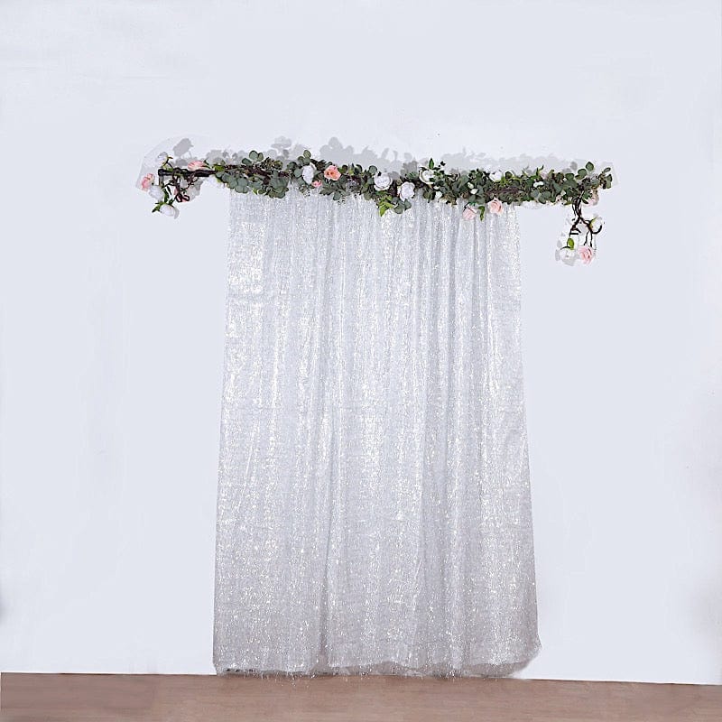 8 ft x 8 ft Metallic Fringe Shag Photo Backdrop Divider Curtain