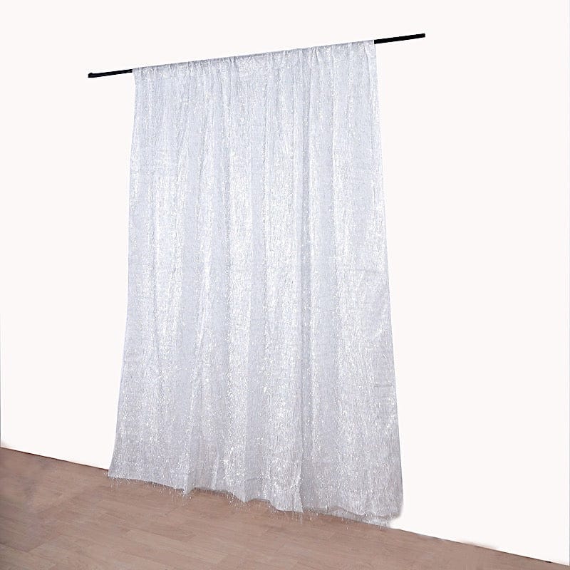 8 ft x 8 ft Metallic Fringe Shag Photo Backdrop Divider Curtain