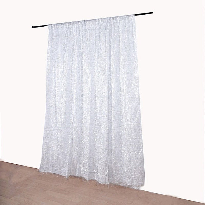 8 ft x 8 ft Metallic Fringe Shag Photo Backdrop Divider Curtain