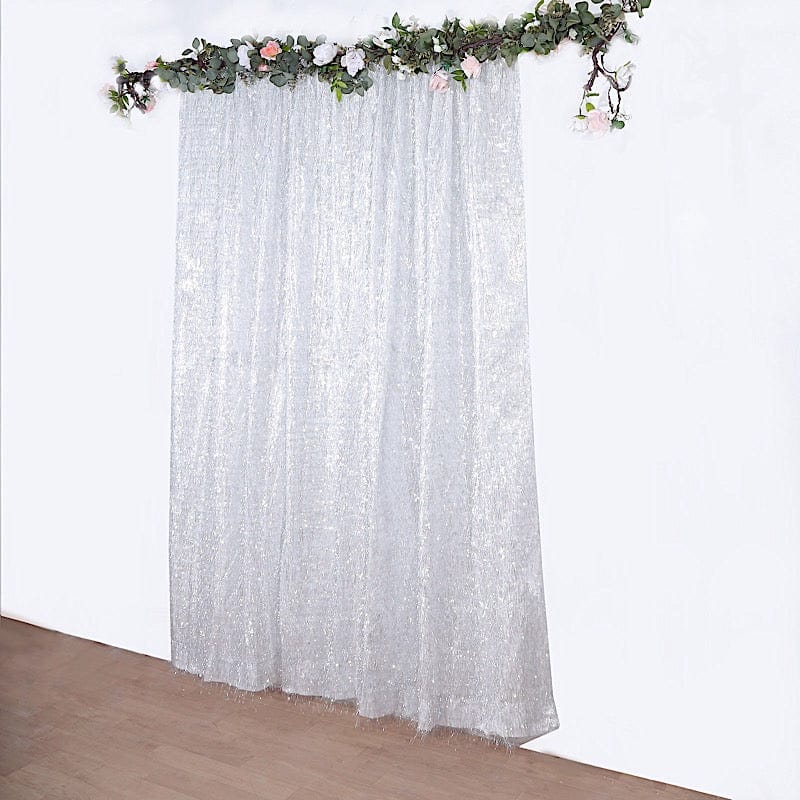 8 ft x 8 ft Metallic Fringe Shag Photo Backdrop Divider Curtain