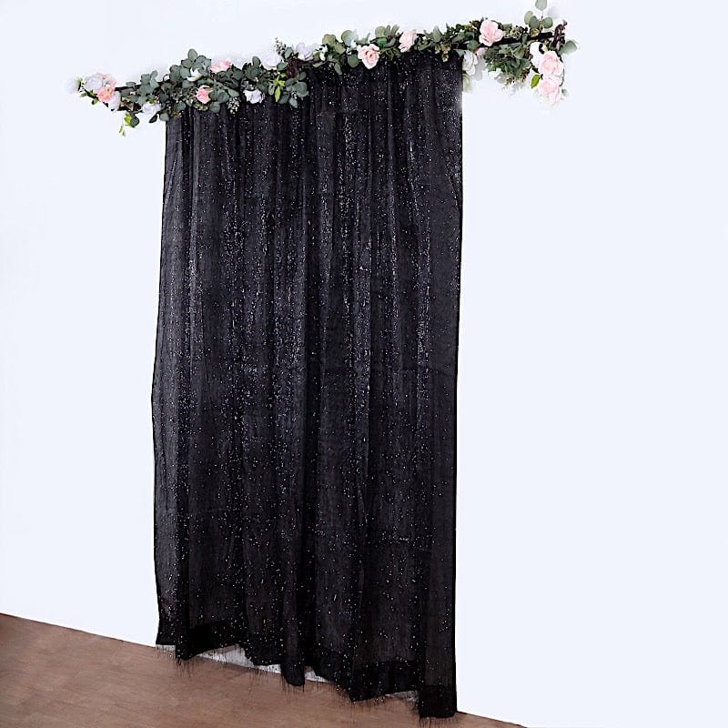 8 ft x 8 ft Metallic Fringe Shag Photo Backdrop Divider Curtain