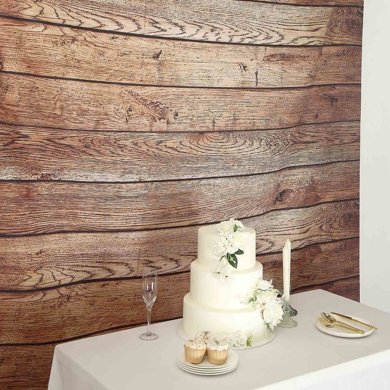8 ft x 8 ft Printed Vinyl Photo Backdrop Vintage Wood Design Party Banner - Brown BKDP_VIN_8X8_WOD07