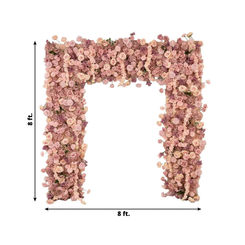 8 ft x 8 ft Roll Up Artificial Silk Flower Backdrop for Arch Stand