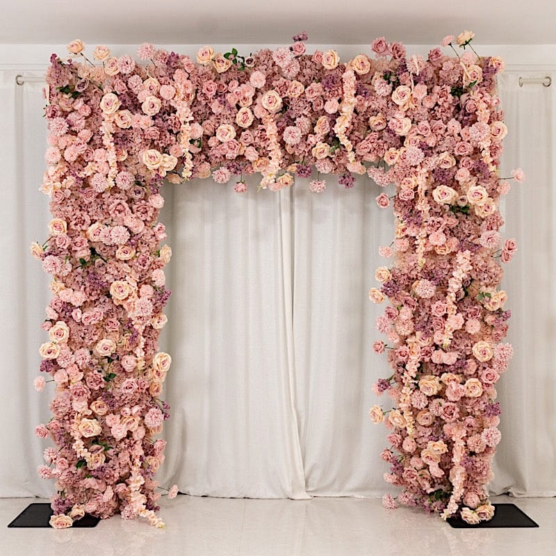 8 ft x 8 ft Roll Up Artificial Silk Flower Backdrop for Arch Stand