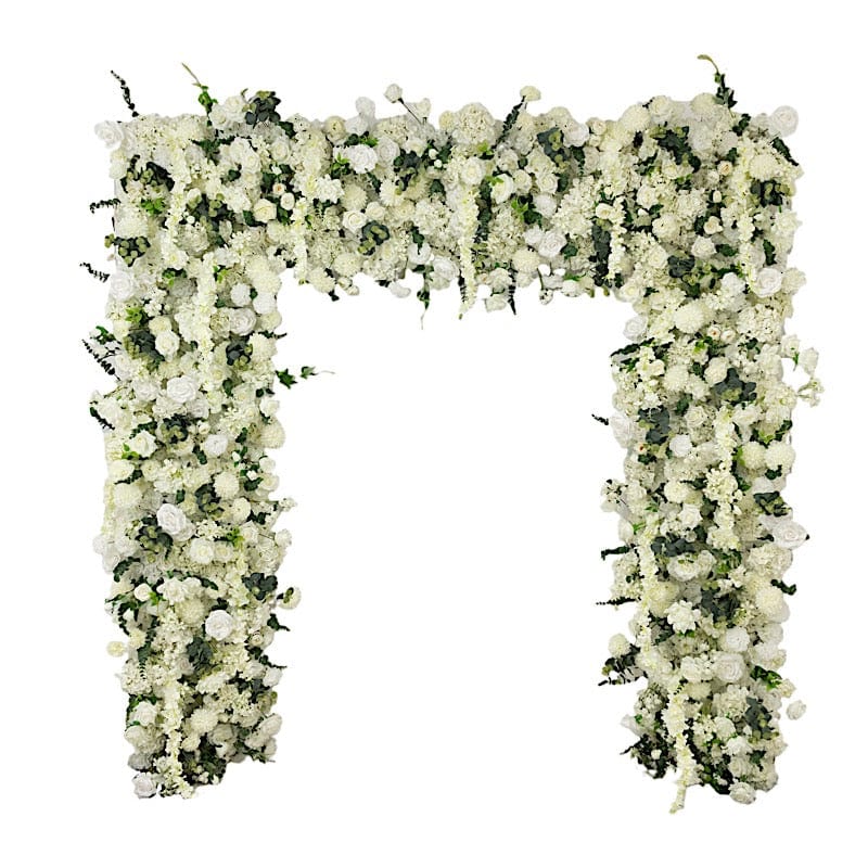 8 ft x 8 ft Roll Up Artificial Silk Flower Backdrop for Arch Stand ARTI_BKDP_ARCH_RS04_8X8_MIXWHT
