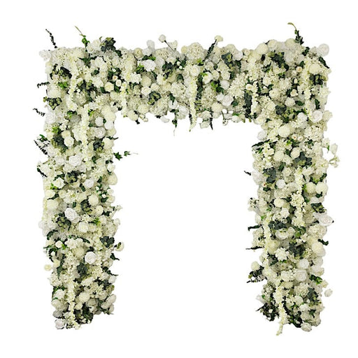 8 ft x 8 ft Roll Up Artificial Silk Flower Backdrop for Arch Stand ARTI_BKDP_ARCH_RS04_8X8_MIXWHT