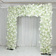 8 ft x 8 ft Roll Up Silk Roses and Baby's Breath Artificial Flower Wall Backdrop - White ARTI_BKDP_ARCH_RS03_8X8_WHT