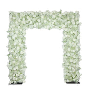 8 ft x 8 ft Roll Up Silk Roses and Baby's Breath Artificial Flower Wall Backdrop - White ARTI_BKDP_ARCH_RS03_8X8_WHT