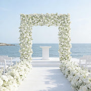 8 ft x 8 ft Roll Up Silk Roses and Baby's Breath Artificial Flower Wall Backdrop - White ARTI_BKDP_ARCH_RS03_8X8_WHT