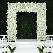 8 ft x 8 ft Roll Up Silk Roses and Baby's Breath Artificial Flower Wall Backdrop - White ARTI_BKDP_ARCH_RS03_8X8_WHT