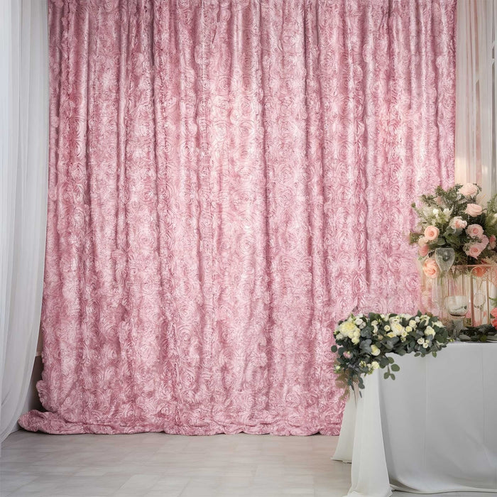 8 ft x 8 ft Satin Rosette Backdrop Curtain Photo Booth Decorations