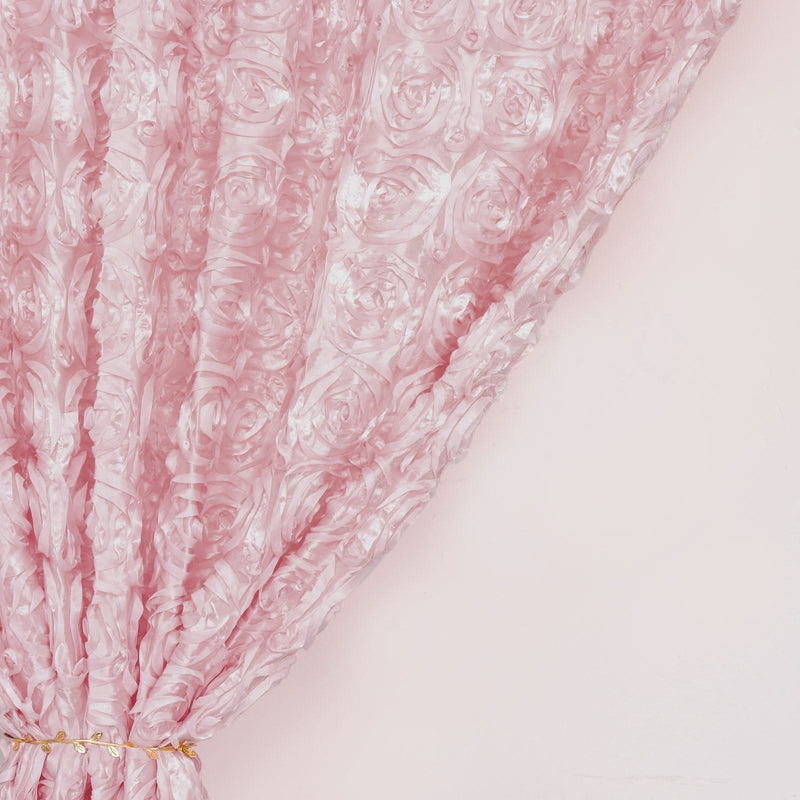 8 ft x 8 ft Satin Rosette Backdrop Curtain Photo Booth Decorations