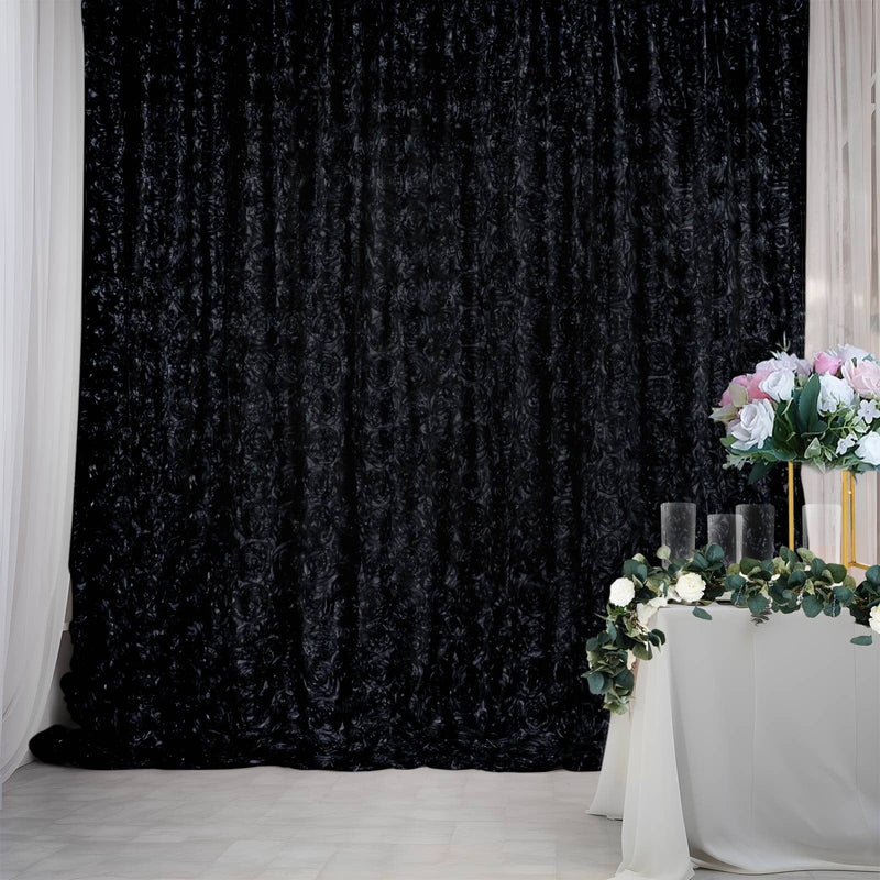8 ft x 8 ft Satin Rosette Backdrop Curtain Photo Booth Decorations